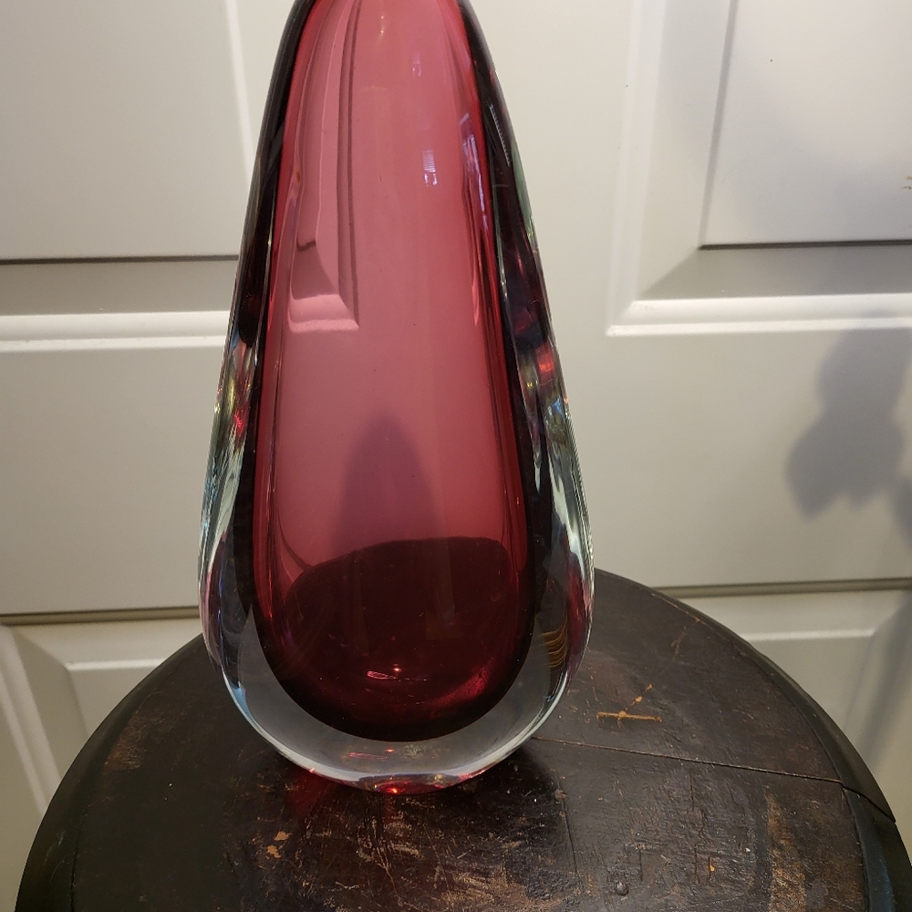 Vintage Murano Sumerso Hand Blown Glass Vase 10 3/4" - Picture 4 of 10